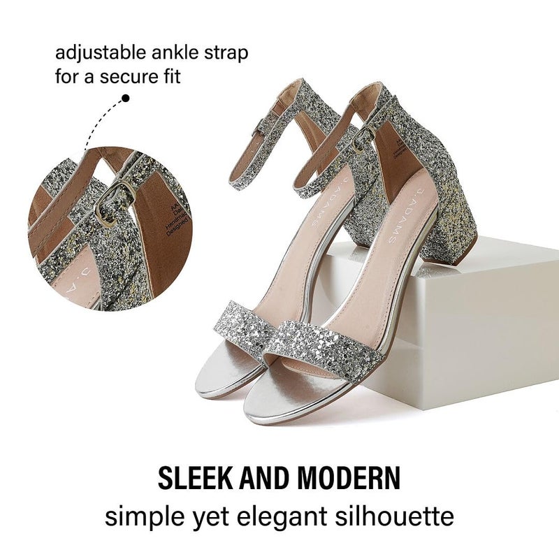 J. Adams J.Adams Daisy Heeled Sandals for Women â€“ Wide Ankle Strap Low 2 Inch Kitten Short Block Heel, Open Toe Dress Shoes â€“ Chunky Heels for Bridal, Wedding, Parties â€“ Dressy Platform Sandals, Women's Shoes - Image 5